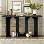 Console incurvée en bois avec étagère, table d'entrée moderne avec placage de frêne conçue pour l'entrée et le couloir