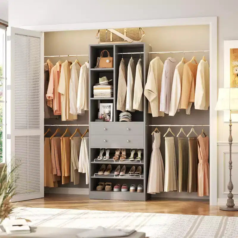 Système de placard en bois Besiost avec étagère à chaussures et tiroir, organisateur de rangement de placard avec tiroir