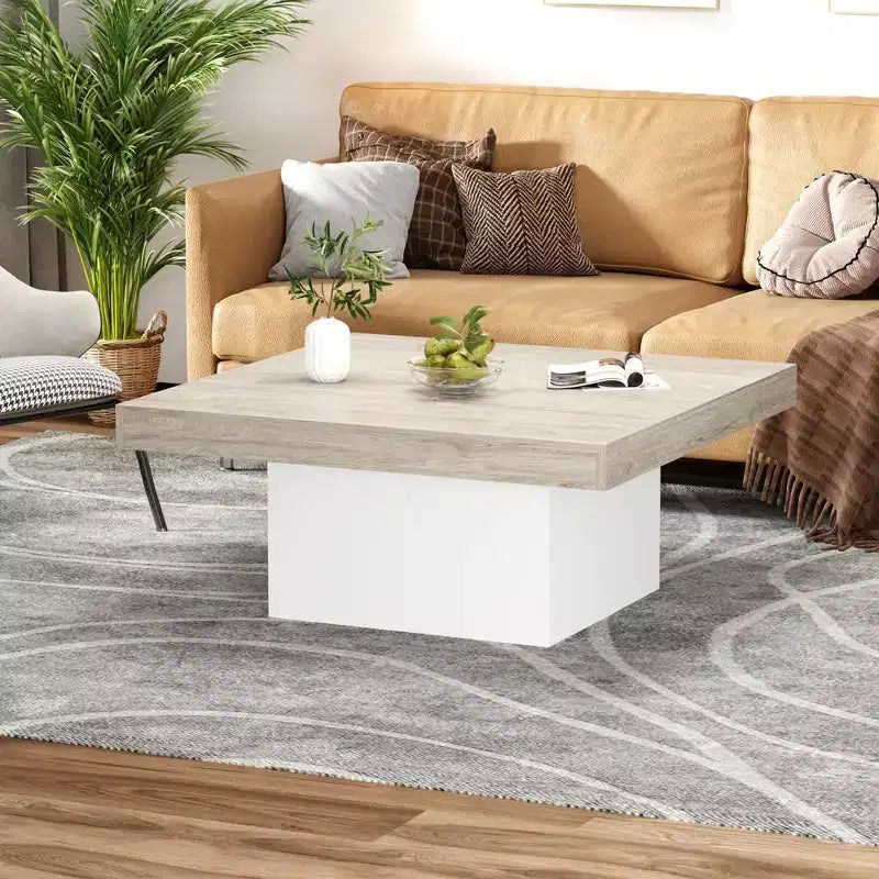 Table basse carrée, 89 cm, style moderne, adaptée aux bureaux à domicile, appartements, salles de lecture, facile à monter.