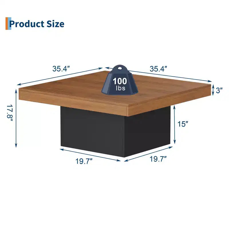 Table basse carrée, 89 cm, style moderne, adaptée aux bureaux à domicile, appartements, salles de lecture, facile à monter.