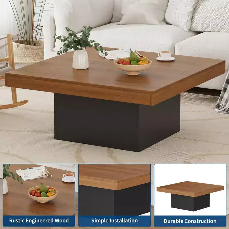 Table basse carrée, 89 cm, style moderne, adaptée aux bureaux à domicile, appartements, salles de lecture, facile à monter.