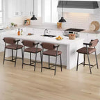 Lot de 2 tabourets de bar rembourrés de 26 po avec accoudoirs et dossier, tabourets de bar modernes avec repose-pieds pour îlot de cuisine
