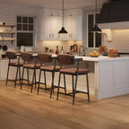 Lot de 2 tabourets de bar rembourrés de 26 po avec accoudoirs et dossier, tabourets de bar modernes avec repose-pieds pour îlot de cuisine