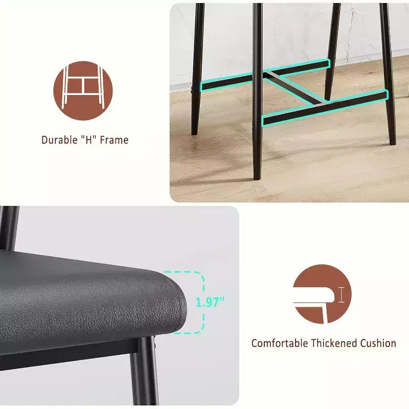 Lot de 2 tabourets de bar rembourrés de 26 po avec accoudoirs et dossier, tabourets de bar modernes avec repose-pieds pour îlot de cuisine