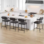 Lot de 2 tabourets de bar rembourrés de 26 po avec accoudoirs et dossier, tabourets de bar modernes avec repose-pieds pour îlot de cuisine