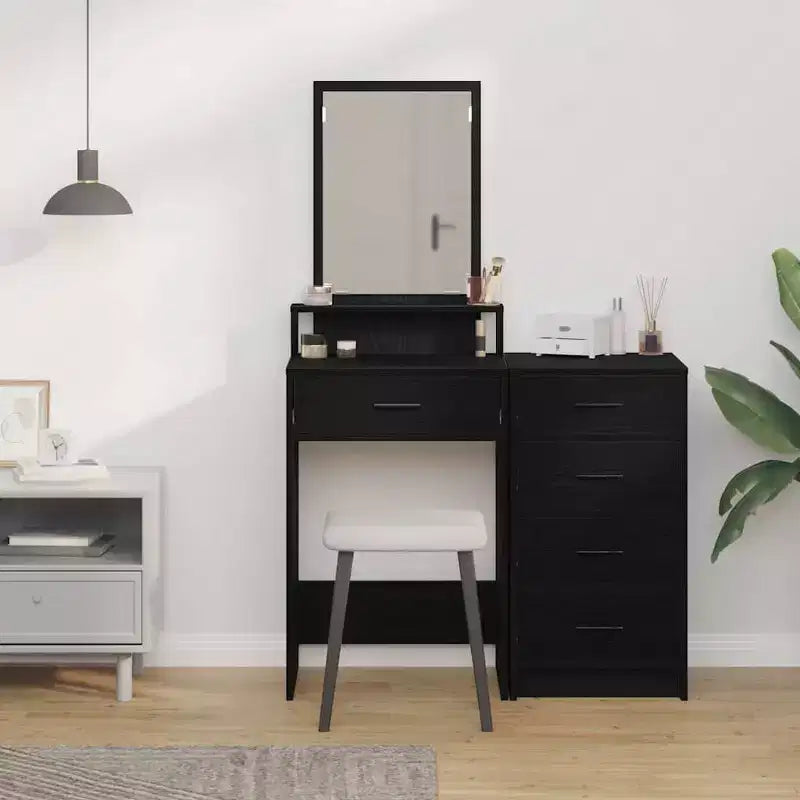 Clihome Coiffeuse LED Moderne, Table de Maquillage Luxueuse avec Miroir et Solution de Rangement Intelligente