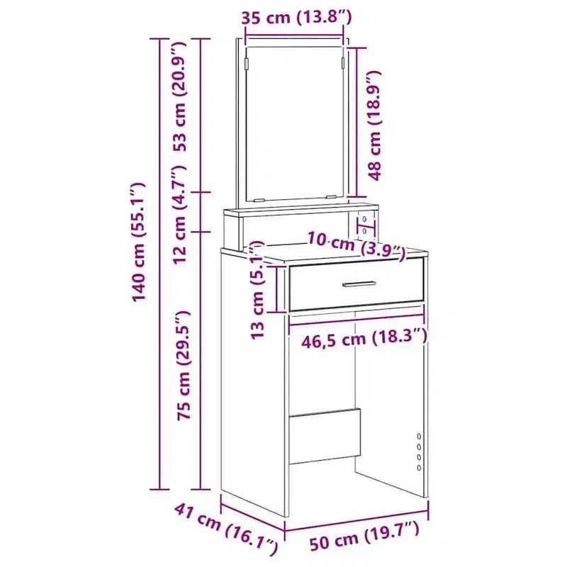 Clihome Coiffeuse LED Moderne, Table de Maquillage Luxueuse avec Miroir et Solution de Rangement Intelligente