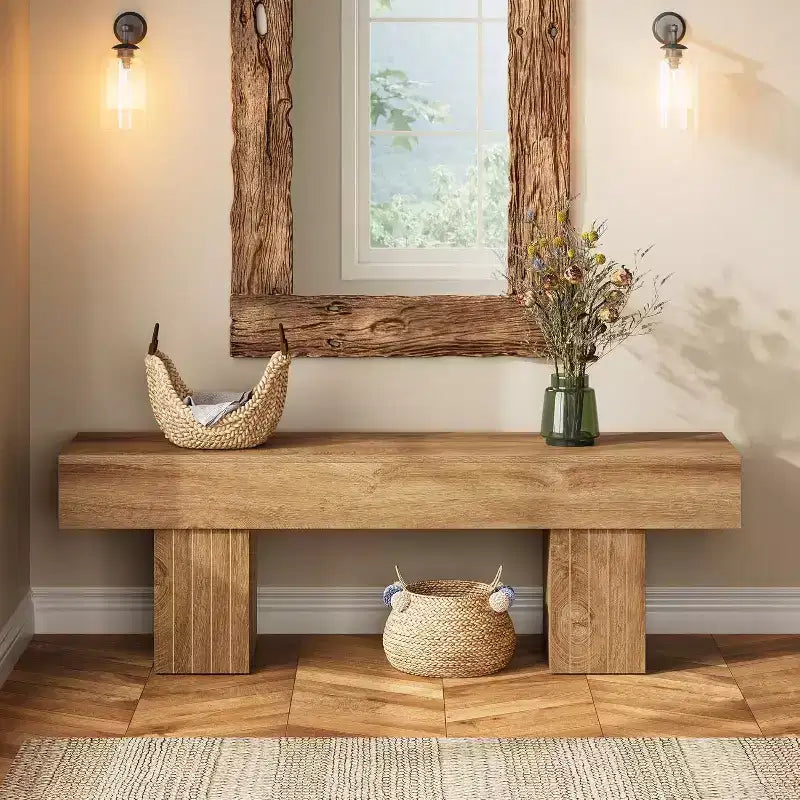Banc de salle à manger en bois Lantine 55, banc d'entrée style ferme, bout de lit pour chambre à coucher, salle à manger, cuisine, couloir