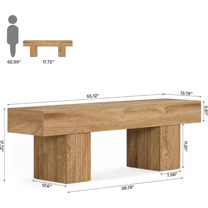 Banc de salle à manger en bois Lantine 55, banc d'entrée style ferme, bout de lit pour chambre à coucher, salle à manger, cuisine, couloir