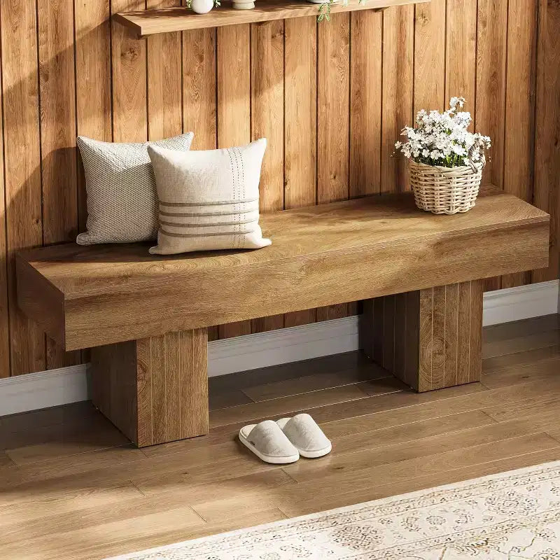 Banc de salle à manger en bois Lantine 55, banc d'entrée style ferme, bout de lit pour chambre à coucher, salle à manger, cuisine, couloir