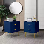 Table d'appoint 2 tiroirs Ceandro Contemporary Classic, lot de 2 | ARTFUL LIVING DESIGN-BLEU MARINE