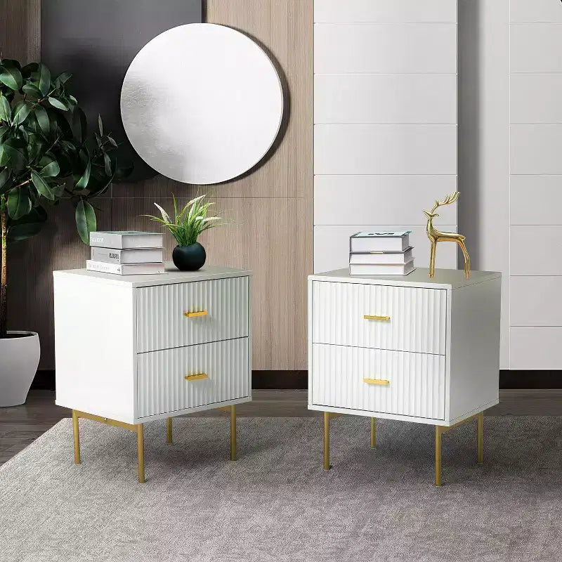 Table d'appoint 2 tiroirs Ceandro Contemporary Classic, lot de 2 | ARTFUL LIVING DESIGN-BLEU MARINE