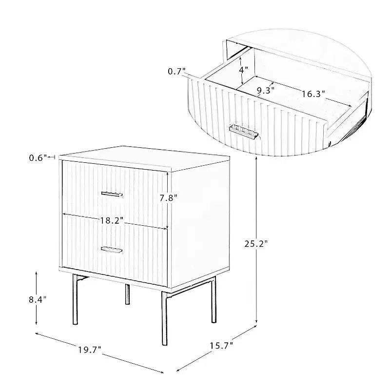 Table d'appoint 2 tiroirs Ceandro Contemporary Classic, lot de 2 | ARTFUL LIVING DESIGN-BLEU MARINE
