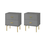 Table d'appoint 2 tiroirs Ceandro Contemporary Classic, lot de 2 | ARTFUL LIVING DESIGN-BLEU MARINE