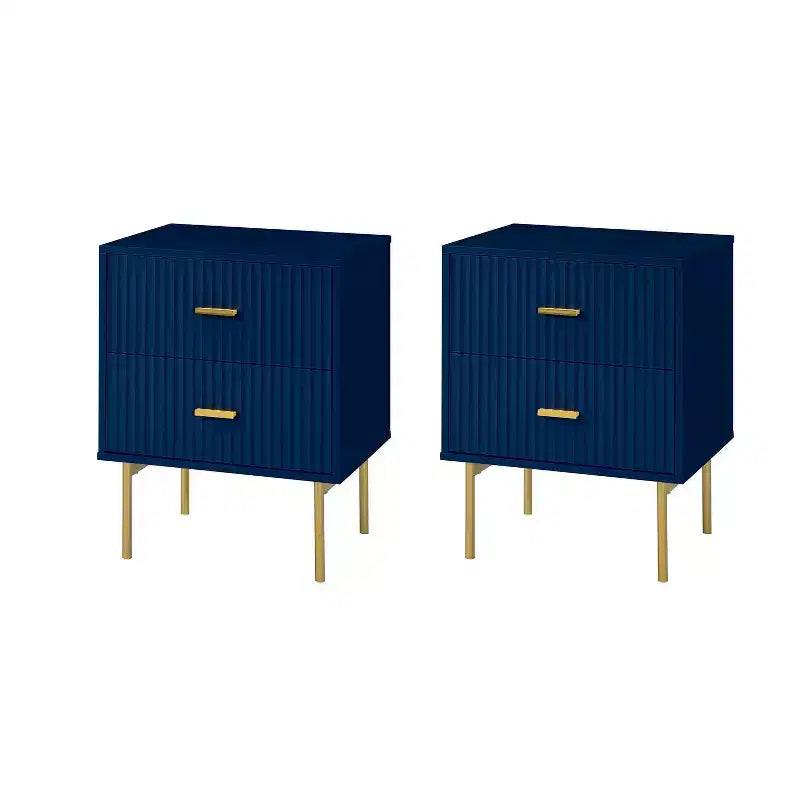 Table d'appoint 2 tiroirs Ceandro Contemporary Classic, lot de 2 | ARTFUL LIVING DESIGN-BLEU MARINE