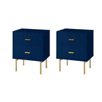 Table d'appoint 2 tiroirs Ceandro Contemporary Classic, lot de 2 | ARTFUL LIVING DESIGN-BLEU MARINE