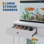 Meuble de support pour aquarium de 150-190 litres avec prises de courant, support d'aquarium à cadre métallique avec tiroirs de rangement, hauteur réglable, capacité de 300 kg