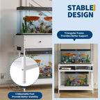 Meuble de support pour aquarium de 150-190 litres avec prises de courant, support d'aquarium à cadre métallique avec tiroirs de rangement, hauteur réglable, capacité de 300 kg