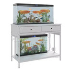 Meuble de support pour aquarium de 150-190 litres avec prises de courant, support d'aquarium à cadre métallique avec tiroirs de rangement, hauteur réglable, capacité de 300 kg
