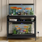 Meuble de support pour aquarium de 150-190 litres avec prises de courant, support d'aquarium à cadre métallique avec tiroirs de rangement, hauteur réglable, capacité de 300 kg