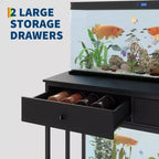 Meuble de support pour aquarium de 150-190 litres avec prises de courant, support d'aquarium à cadre métallique avec tiroirs de rangement, hauteur réglable, capacité de 300 kg