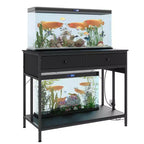Meuble de support pour aquarium de 150-190 litres avec prises de courant, support d'aquarium à cadre métallique avec tiroirs de rangement, hauteur réglable, capacité de 300 kg