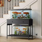40-50 Gallon Aquarium Stand with Power Outlets, Metal Frame Fish Tank Stand with Storage Drawers, Adjustable Height, 660 lbs Capacity