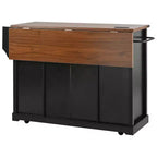 Whisen 58 Îlot de cuisine avec rangement, porte coulissante de style grange et porte latérale en grille métallique, étagère à épices