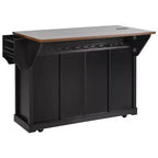 Whisen 58 Îlot de cuisine avec rangement, porte coulissante de style grange et porte latérale en grille métallique, étagère à épices