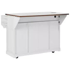 Whisen 58 Îlot de cuisine avec rangement, porte coulissante de style grange et porte latérale en grille métallique, étagère à épices