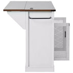 Whisen 58 Îlot de cuisine avec rangement, porte coulissante de style grange et porte latérale en grille métallique, étagère à épices