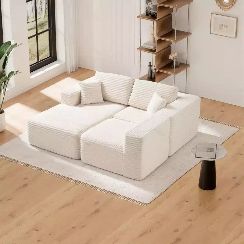 PexFix 104 Grand canapé modulaire sectionnel avec méridienne en forme de L, canapés nuages rembourrés modernes avec oreillers décoratifs pour salon chambre beige
