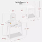 Coiffeuse et chaise en bois Best Choice Kids avec miroir, table de maquillage pour petites filles avec 3 tiroirs