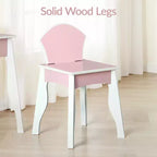 Coiffeuse et chaise en bois Best Choice Kids avec miroir, table de maquillage pour petites filles avec 3 tiroirs