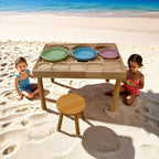 Whisen Toddler Table Chair Set, Foldable Buckets, Smooth Wipeable Surface, Easy Assembly for Indoor/Outdoor Play - Wood
