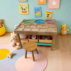 Ensemble table et chaises pour tout-petits Whisen, seaux pliables, surface lisse et facile à nettoyer, assemblage facile pour jeux intérieurs/extérieurs - Bois