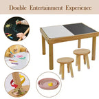 Ensemble table et chaises pour tout-petits Whisen, seaux pliables, surface lisse et facile à nettoyer, assemblage facile pour jeux intérieurs/extérieurs - Bois