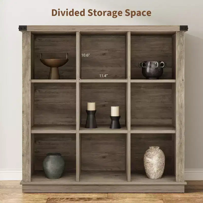 Étagère de rangement 9 cubes, bibliothèque horizontale de style rustique à 4 niveaux, étagère de rangement en bois de 95 cm pour entrée, bibliothèques pour salon
