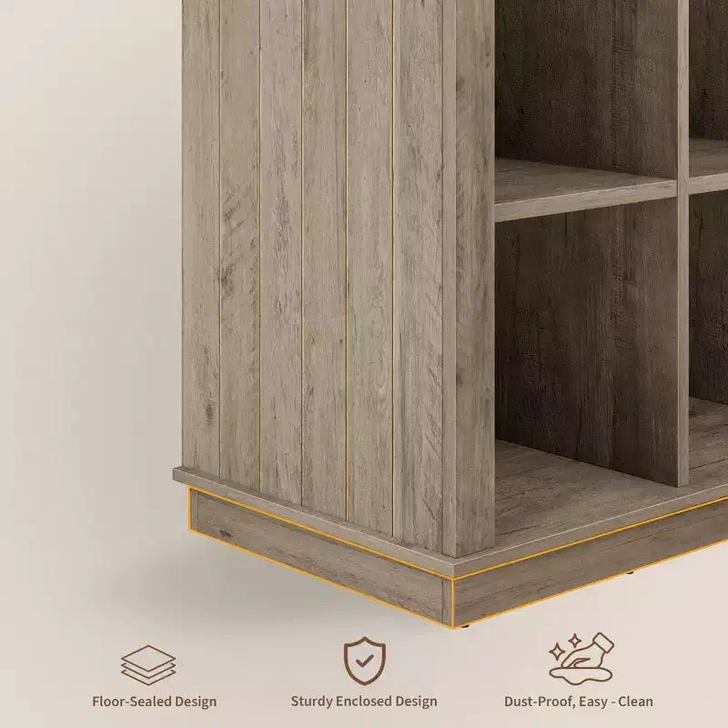 Étagère de rangement 9 cubes, bibliothèque horizontale de style rustique à 4 niveaux, étagère de rangement en bois de 95 cm pour entrée, bibliothèques pour salon