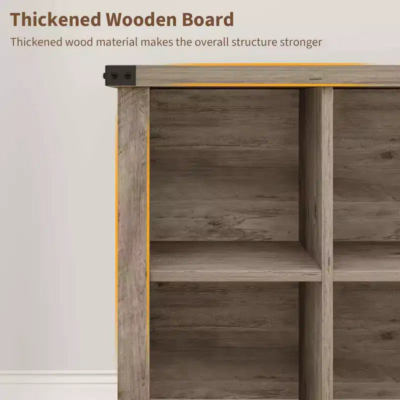 Étagère de rangement 9 cubes, bibliothèque horizontale de style rustique à 4 niveaux, étagère de rangement en bois de 95 cm pour entrée, bibliothèques pour salon