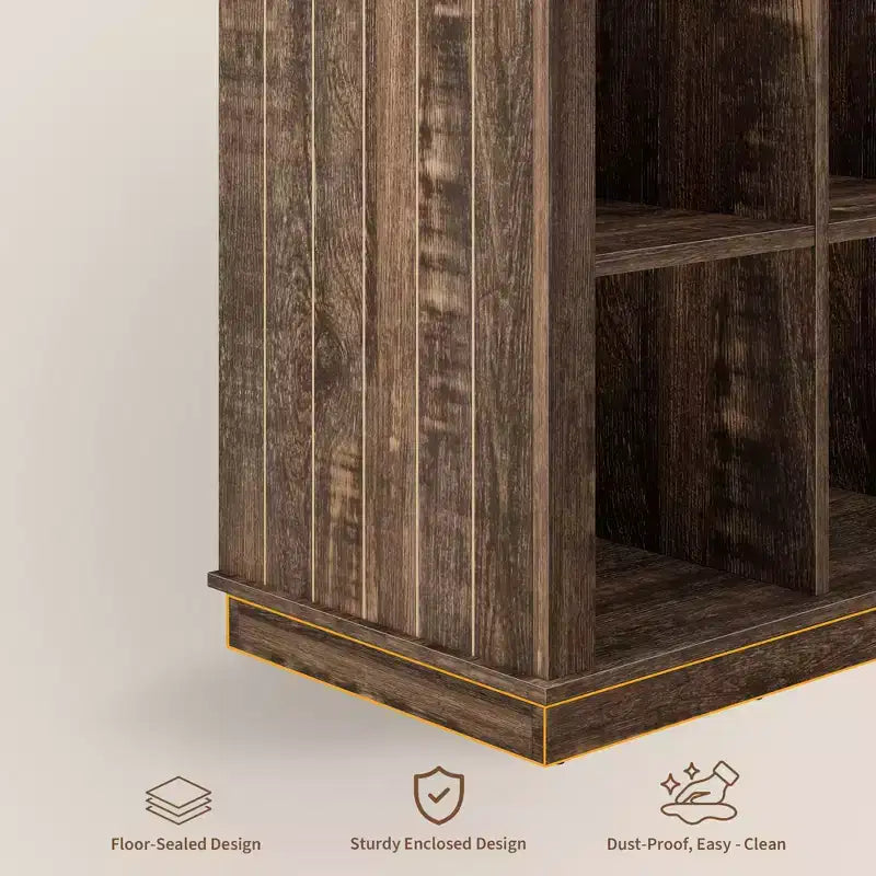Étagère de rangement 9 cubes, bibliothèque horizontale de style rustique à 4 niveaux, étagère de rangement en bois de 95 cm pour entrée, bibliothèques pour salon