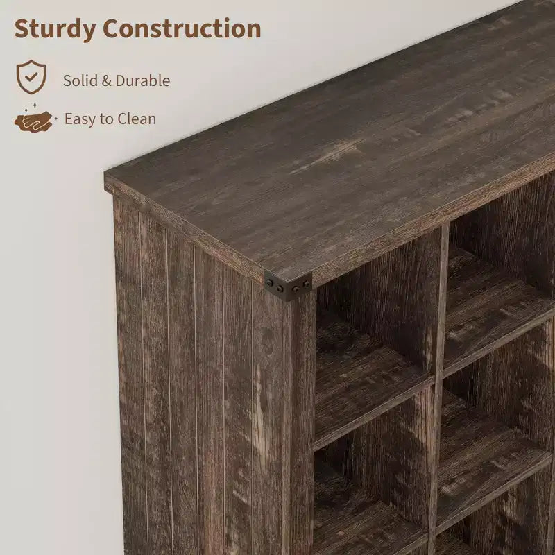 Étagère de rangement 9 cubes, bibliothèque horizontale de style rustique à 4 niveaux, étagère de rangement en bois de 95 cm pour entrée, bibliothèques pour salon