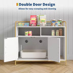 Bac à litière moderne en bois de 37,5 pouces avec étagère de rangement, design multifonctionnel de style meuble avec trous de ventilation, convient à la plupart des bacs à litière