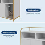 Bac à litière moderne en bois de 37,5 pouces avec étagère de rangement, design multifonctionnel de style meuble avec trous de ventilation, convient à la plupart des bacs à litière