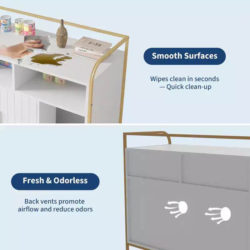 Bac à litière moderne en bois de 37,5 pouces avec étagère de rangement, design multifonctionnel de style meuble avec trous de ventilation, convient à la plupart des bacs à litière