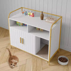 Bac à litière moderne en bois de 37,5 pouces avec étagère de rangement, design multifonctionnel de style meuble avec trous de ventilation, convient à la plupart des bacs à litière