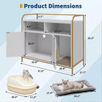 Bac à litière moderne en bois de 37,5 pouces avec étagère de rangement, design multifonctionnel de style meuble avec trous de ventilation, convient à la plupart des bacs à litière