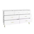 7-Drawer Dresser with Gold Handles Metal Legs - Stylish Storage Cabinet for Bedroom, Living Room, Organizer for Clothes, Makeup Personal Items
