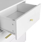 Commode 7 tiroirs avec poignées dorées et pieds en métal - Meuble de rangement élégant pour chambre, salon, organisateur pour vêtements, maquillage et effets personnels