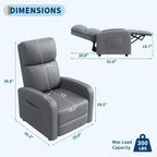 Fauteuil inclinable pour adultes, fauteuil inclinable paresseux en cuir PU ergonomique réglable avec poche latérale, dossier haut, accoudoirs larges et siège rembourré